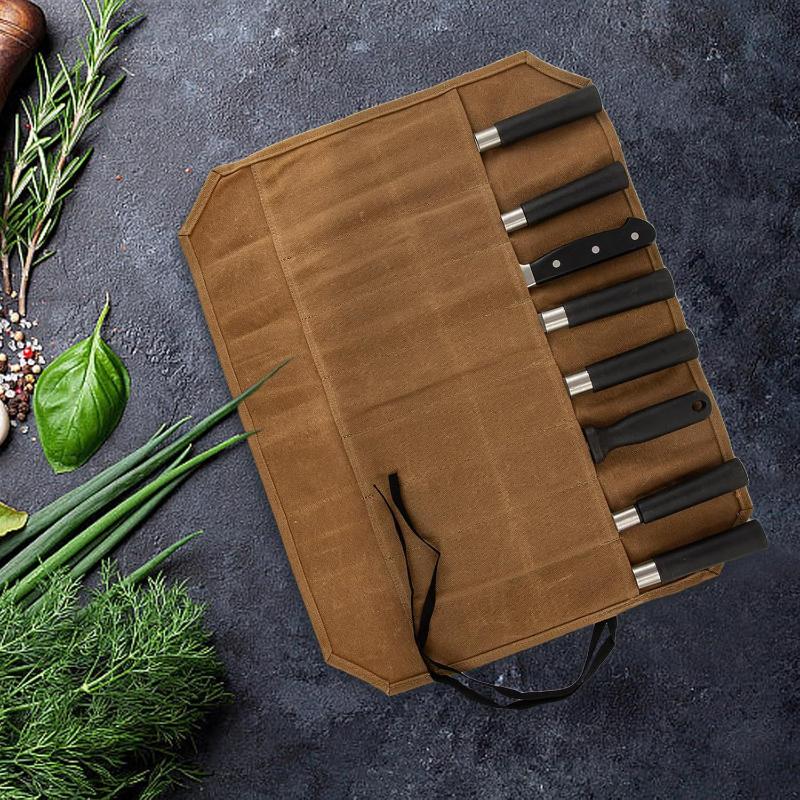 Commercial Kitchen Knife Holder - Woskowany płócienny pokrowiec na noże szefa