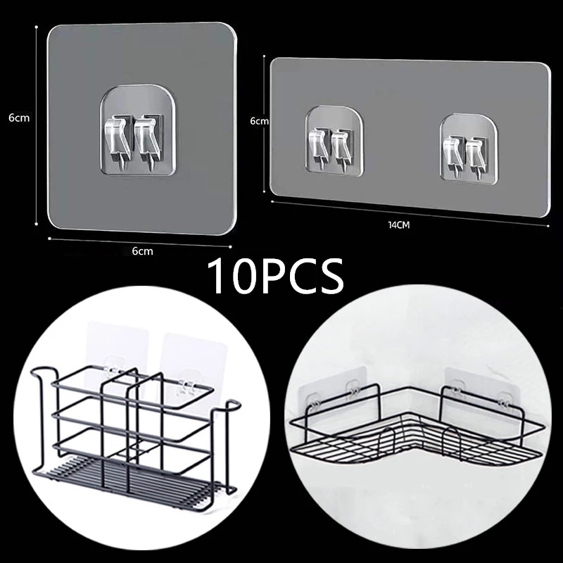 Commercial Kitchen Rack - 10 sztuk przezroczyste wiszące półki haki